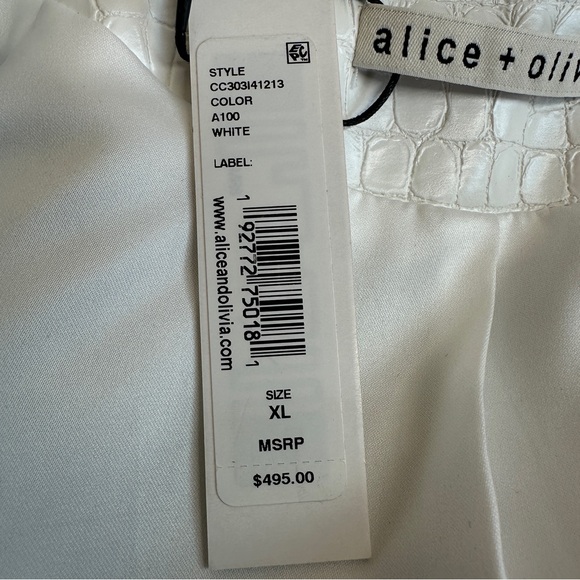 Alice + Olivia Chloe White Croc-Effect Faux Leather Crop Jacket Size XL NWT - Picture 11 of 16